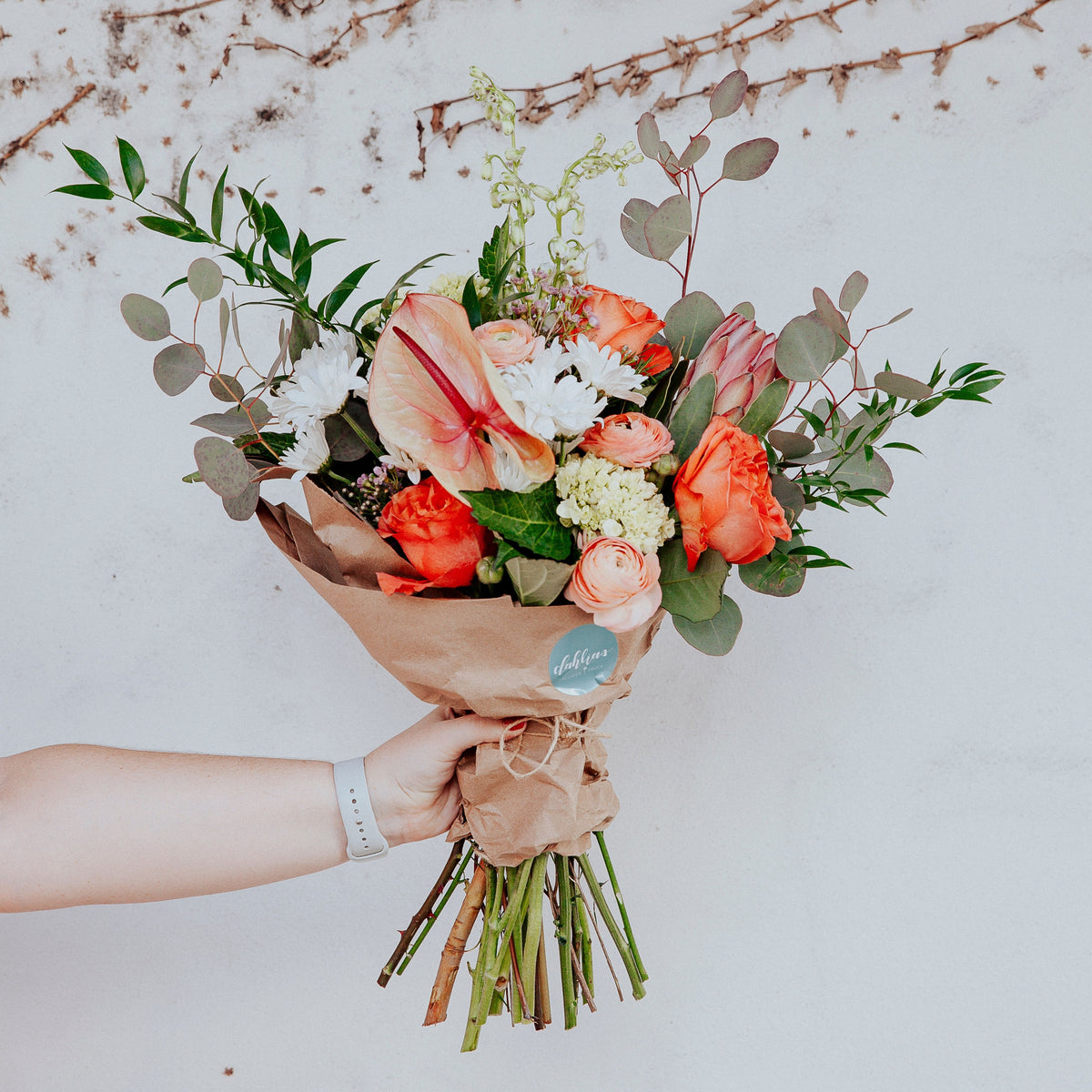 Dahlias Flower Truck Hand-Tied Bouquet for deliveries