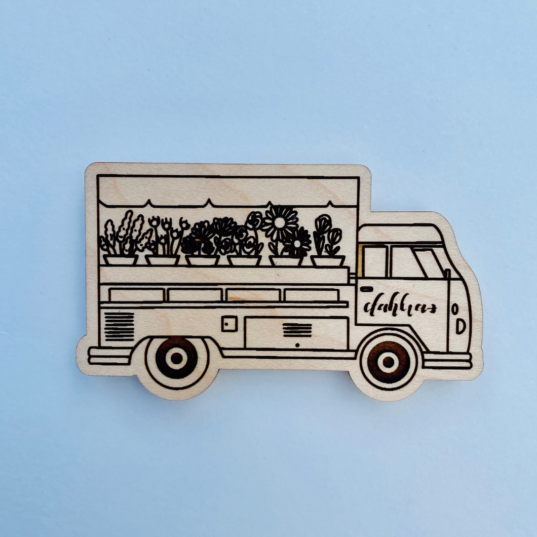 Dahlias Flower Truck Magnet